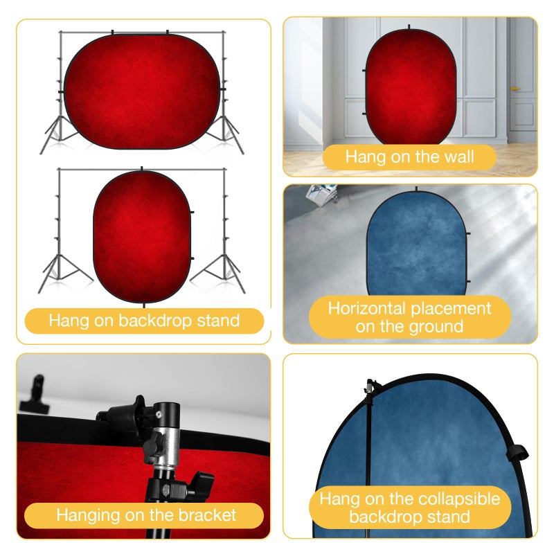 Kate Collapsible Backdrop Blue Pop Up Backdrops Red Portable Background for Portrait Photography, for Video, for Live Stream, 5x6.5ft - Image 4